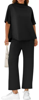 Produktbild von Zweiteiliges Damen-Set: Pullover + weite Hose mit Fledermausärmeln