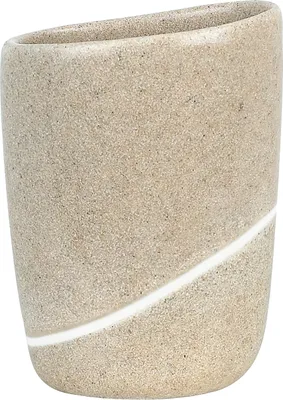 Produktbild von Spirella Zahnputzbecher Zahnbürstenhalter "Etna" 9,5 x 7 x 12,5 cm Steinoptik - Sand