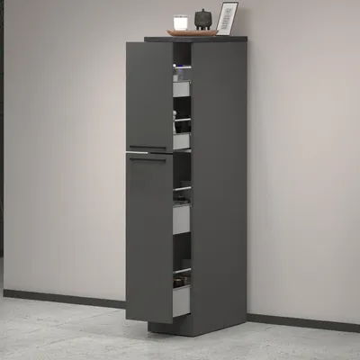 Immagine prodotto di Dmora Dispensa da Cucina Atrax 60x30x165h cm Nero Antracite, 2 Cassetti 4 Vani  Italy