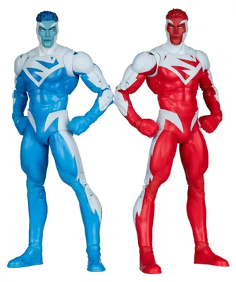 Imagen del producto de Figuras de acción DC Multiverse, lote de 2: Superman Azul contra Superman Rojo (etiqueta dorada), 18 cm