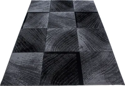 Produktbild von Teppich Läufer Wohnzimmer Schwarz 80x150 Kariertes Design aus Polypropylen
