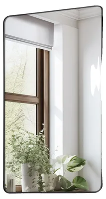 Image de Miroir mural VEVOR Miroir de maquillage Miroir de salle de bain 915 x 610 x 25 mm miroir rectangulaire, cadre noir en alliage d'aluminium, avec support en forme de Z