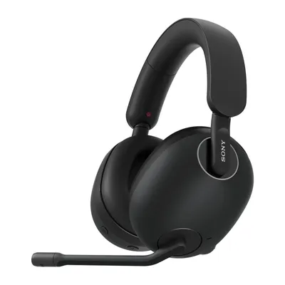 A black Sony gaming headset with a microphone.