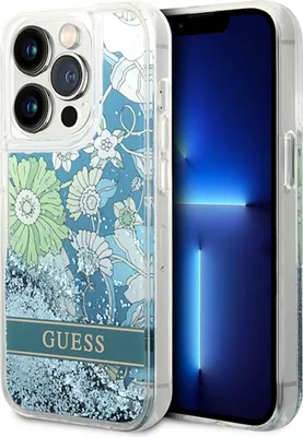 Immagine prodotto di Guess Guhcp14Llflsn Custodia rigida per Iphone 14 Pro 6.1 verde/verde Flower Liquid Glitter