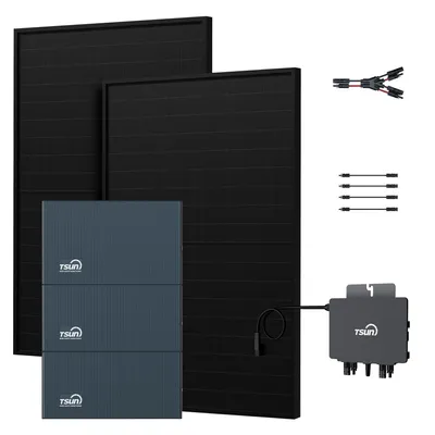Produktbild von Powerness Balkonkraftwerk Speicher, TSUN DCU2000Lite mit 2 x  DB2000 Lite Erweiterungsakku & 800W Mikrowechselrichter, 2 x 455W Solarmodule (0% MwSt)