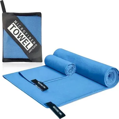 Produktbild von Mikrofaser-Handtücher, Set aus 2 Stück, 180 x 80 cm + 80 x 40 cm, Mikrofaser-Handtücher, schnelltrocknend, geeignet für Sauna, Fitness, Yoga, kompakt