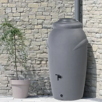 Produktbild von Regentonne Amphore BOLOGNA 210 Liter grau inkl. Hahn