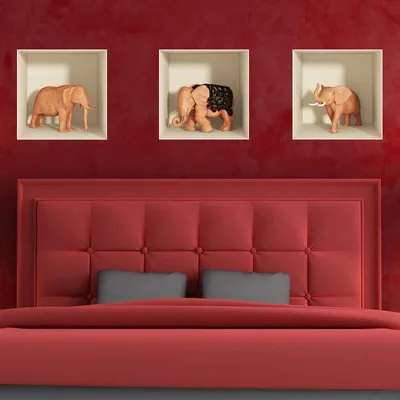Produktbild von Elefantenaufkleber mit 3D-Effekt, 30 x 90 cm