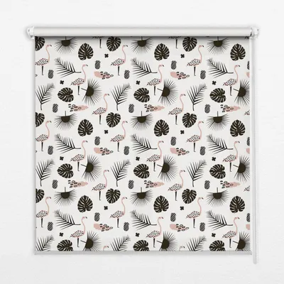 Produktbild von Seitenzug-Rollo Fensterrollo Jalousie - Lichtdurchlässig Springrollos - 60x180 cm - Flamingos und Blätter