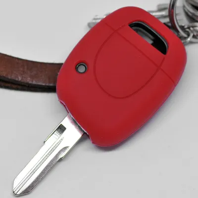 Produktbild von Auto Schlüssel Hülle Silikon Schutz Cover Rot kompatibel mit Renault Clio Twingo Kangoo 1 Tasten Funk Fernbedienung