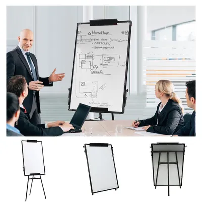 Produktbild von Flipchart Whiteboard mit Stativ 100x70cm,Trocken Abwischbare Magnetische Whiteboard Staffelei,Höhenverstellbares & Faltbares,für Schule,Büro,Zuhause