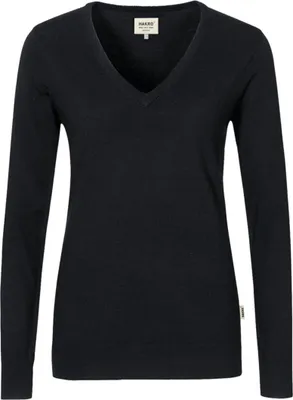 Produktbild von HAKRO Damen V-Pullover Merino-Wool 134, schwarz, M