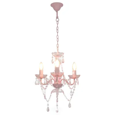 Produktbild von vidaXL Kronleuchter mit Perlen Rosa Rund 3×E14