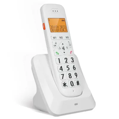 Produktbild von Bisofice D1011 Schnurlostelefon 3-Zeilen-Display, Erweiterbar, Unterstütz 5 Mobilteilanschlüsse, Anrufweiterleitung, großen Tasten, Englisch Deutsch