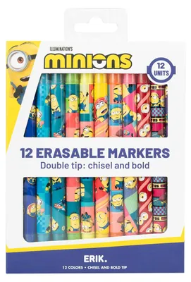 Productafbeelding van Uitveegbare stiften Minions – set van 12 kleuren voor kinderen