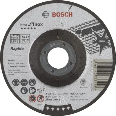 Produktbild von Bosch Trennscheibe gekröpft Best for Inox Rapido A 60 W INOX BF 125 22,23 1 mm - 2608603493