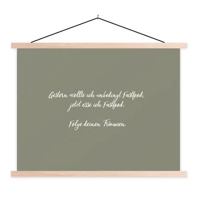 Produktbild von MuchoWow® Textilposter Gestern wollte ich unbedingt Fastfood - Sprichwörter - Fastfood-Liebhaber - Zitate 40x30 cm mit holzfarbenen Rahmen - Bilder