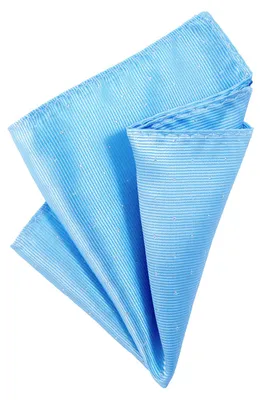 Produktbild von DonDon Herren Hanky 25 x 25 cm edles Einstecktuch für feierliche und besondere Anlässe hellblau mit silbernen Punkten