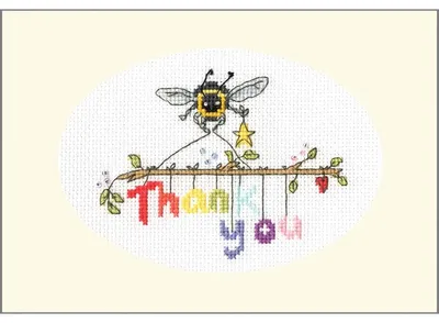 Immagine prodotto di Set di biglietti d'auguri a punto croce Bothy Threads "Bee-ing thankful", schema per il conteggio, XGC34, 13x9cm