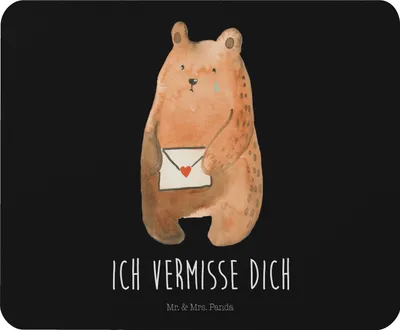 Produktbild von Mr. & Mrs. Panda Mauspad Bär Liebesbrief - Schwarz - Geschenk, Freundin, mousematte, Freund, Mouse Pad, Mousepad, pc mausunterlage, Teddy, Vermissen, Liebeskummer
