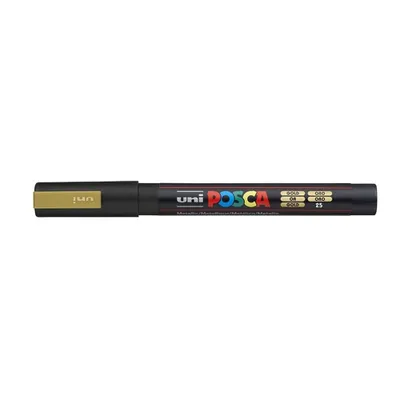 Obrázok produktu pre POSCA PC3M OR, 1 kusov, Zlato, Tenký hrot, Čierna, Kolo, 0,9 mm
