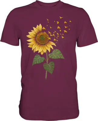 Produktbild von Vögel Sonnenblumen T-Shirt Garten Vogel Motiv Gärtner Geschenk – Burgundy / M