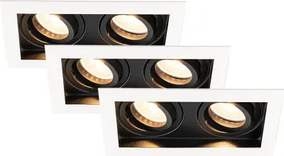 Produktbild von hoftronic LED Einbaustrahler 3x 4W GU10 2700K warmweiß schwenkbar Weiß Schwarz