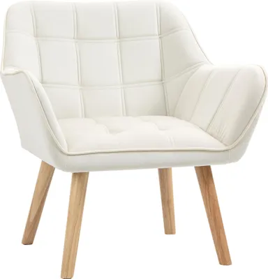 Produktbild von HOMCOM Einzelsessel Armlehnsessel Relaxsessel mit Holzbeine, Samtoptik, Creme