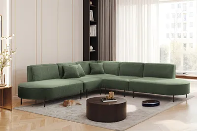 Produktbild von Ecksofa Designersofa VALENCIA in Stoff Quelle Grün Universal