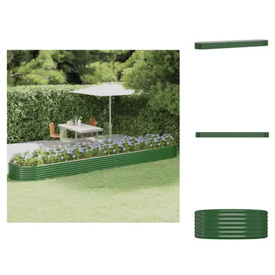 Zdjęcie produktu dla vidaXL Podwyższona grządka Stal malowana proszkowo 507x100x36 cm Zielony - Donice i doniczki