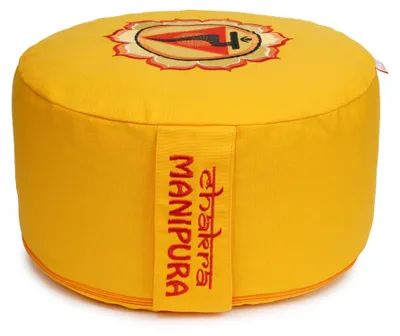 Produktbild von yogabox Yogakissen Glückssitz® Chakra - gelb / Symbol: Solar-Plexus-Chakra (Manipura) 33 x 33 x 15 cm  Buchweizenschalen