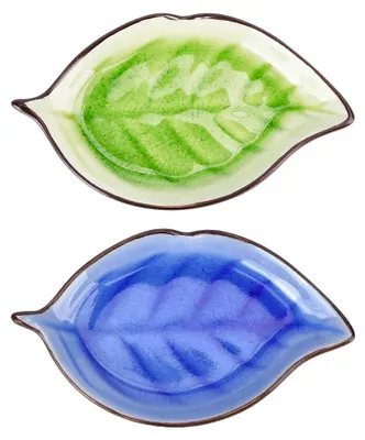 Keramik-Löffelhalter, 2er Set, blattförmig, 17x10x3 cm