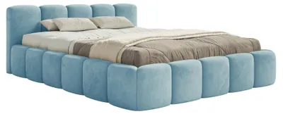 Produktbild von Selsey Cloudy Low – Polsterbett 120x200 cm, Bettkasten & Lattenrost, Samt Hellblau