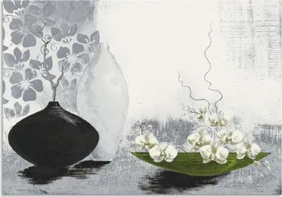 Produktbild von ARTland Wandbild Alu für Innen & Outdoor Modernes bauchiges Gefäß mit Orchideen Größe: 100x70 cm