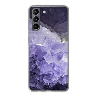 Produktbild von MuchoWow® Handyhülle Schutzhülle Hülle für Samsung Galaxy S21 Naturstein - Lila - Kristalle Silikon Softcase Handy Hülle - Softcase