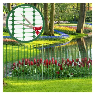 Produktbild von Begrenzungszaun, 1x50m mobiler Hundezaun, Steckzaun für Hunde, Geflügelzaun für Hühner und Haustiere, Hundezaun für den Garten aus HDPE, grüner Zaun für Hunde