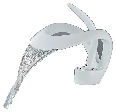 Productafbeelding van Wasbakarmatuur, watervaluitloop, bediening met één hendel, wit
