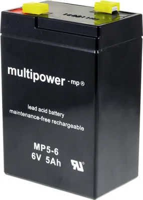 Image de Batterie de remplacement Powery pour panneau solaire, éclairage de secour, système d’alarme 6V 5Ah (remplace 4,5Ah 4Ah)