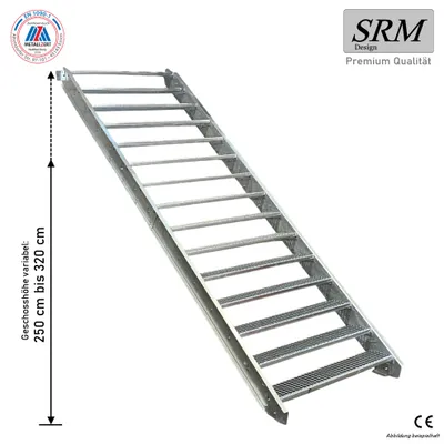Produktbild von 15 Stufen Stahltreppe Breite: 100 cm Geschosshöhe 250-320cm  inkl. Zubehör