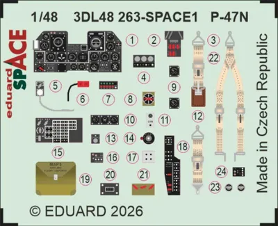 Produktbild von Eduard Accessories 3DL48263 - 1:48 P-47N SPACE for Miniart - Neu