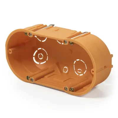 Obrázek produktu pro McPower krabice do dutých stěn, dvojitá, 143x48mm, včetně šroubů, oranžová