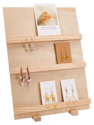 Immagine prodotto di Solidchoice - Porta orecchini in legno con 3 livelli - Espositore per gioielli