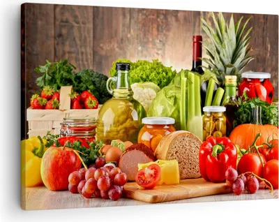 Produktbild von Bild auf Leinwand - Leinwandbild - Lebensmittel Gemüse Brokkoli Fleisch - 70x50cm - Wand Bild - Wanddeko - Leinwanddruck - Bilder - Kunstdruck - Leinwand bilder - Wandkunst - AA70x50-3182