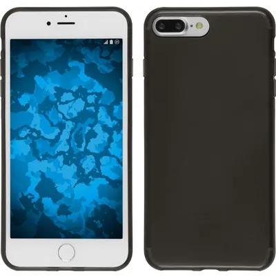 Produktbild von PhoneNatic Case kompatibel mit Apple iPhone 8 Plus - schwarz Silikon Hülle transparent + 2 Schutzfolien