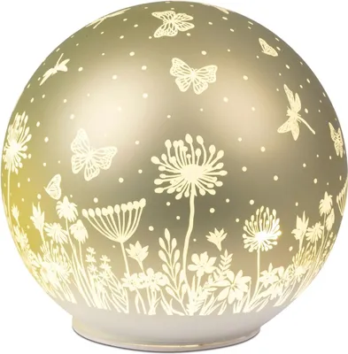 Produktbild von LED Kugellampe Deko Kugel Blumenwiese Pastell Grün D. 15cm mit Timer Formano WA