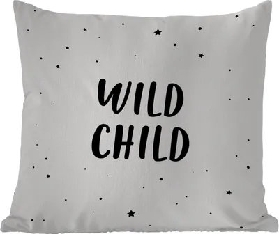 Produktbild von MuchoWow® Outdoor Kissen - Zitate - Wildes Kind - Baby - Text - 50x50 cm - Wetterfest - Lounge Kissen - Komfortabel - Kissen mit Bild