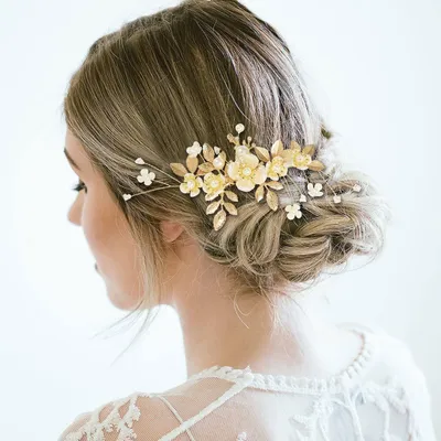 Produktbild von Set aus 27 glitzernden Haarkämmen in Gold für Frauen - Hochzeits-Haaraccessoires