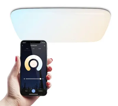 Image de HOFTRONIC - Plafonnier connecté carré 24W 29x29 cm RGBWW Wifi Bluetooth IP20 Blanc