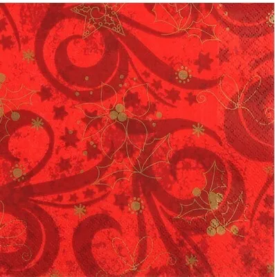 Produktbild von 20 kleine Cocktailservietten Classical Christmas red 25x25cm