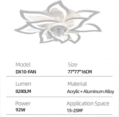 Obrázok produktu pre Stropný ventilátor so svetlom, plynulá regulácia teploty farieb, príkon 92 W, BIELA